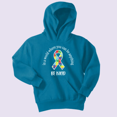 Youth - Be Kind Ribbon Hoodie - Autism Awareness Thumbnail
